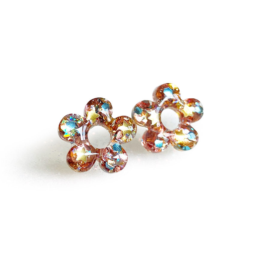 Dreamy Glitter Flower Earrings