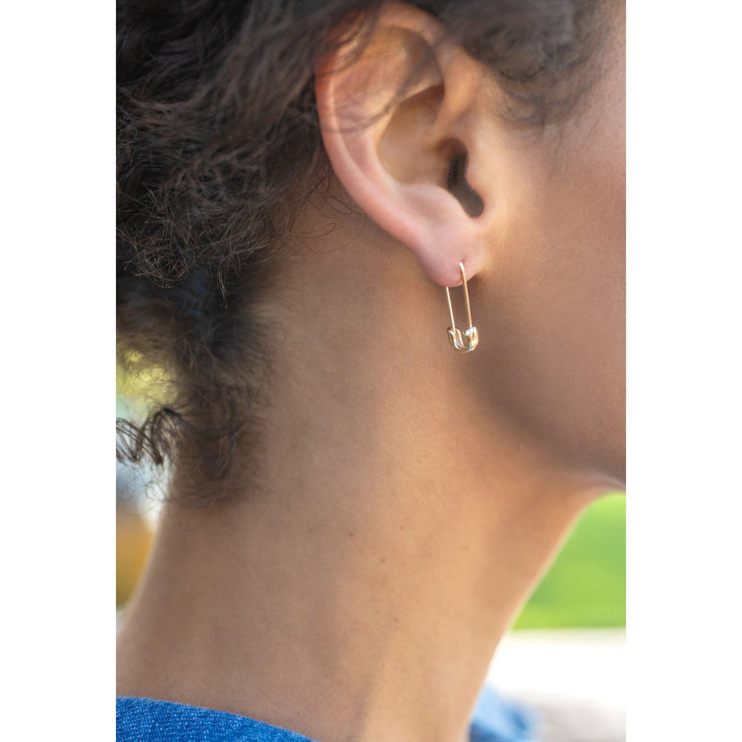 Safety Pin (18K Gold Vemeil) Hoop Earrings - Leanna Lin&