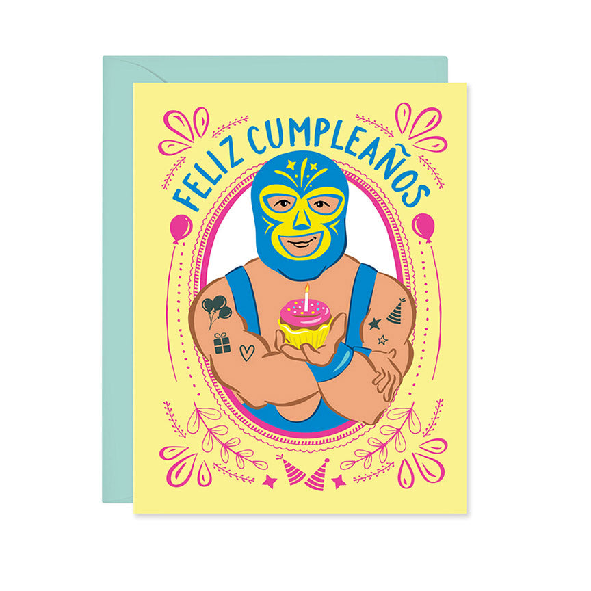 Lucha Libre Feliz Cumpleaños Card - Leanna Lin's Wonderland