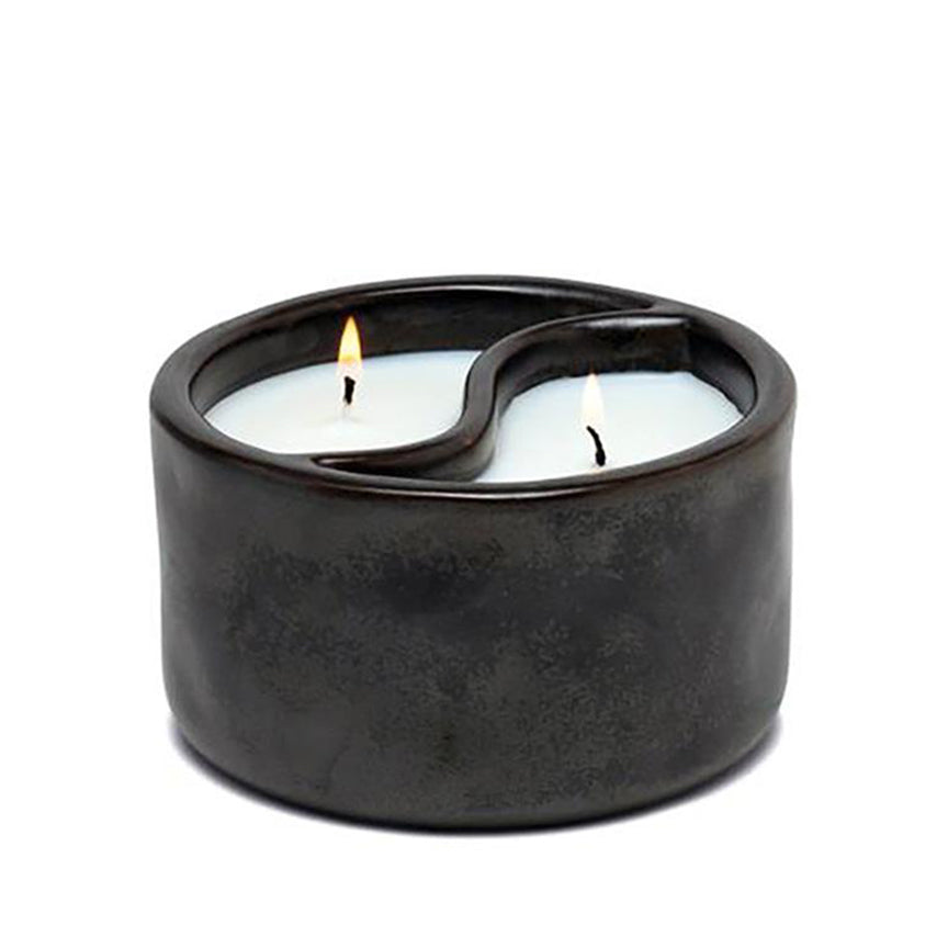 Yin Yang 11 oz. Black Ceramic Candle: Palo Santo + Cade
