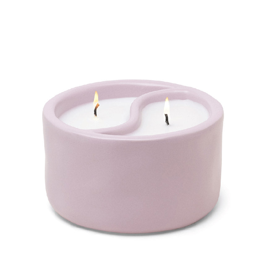 Yin Yang 11 oz. Lavender Ceramic Candle: Vetiver Cardamom + Eucalyptus