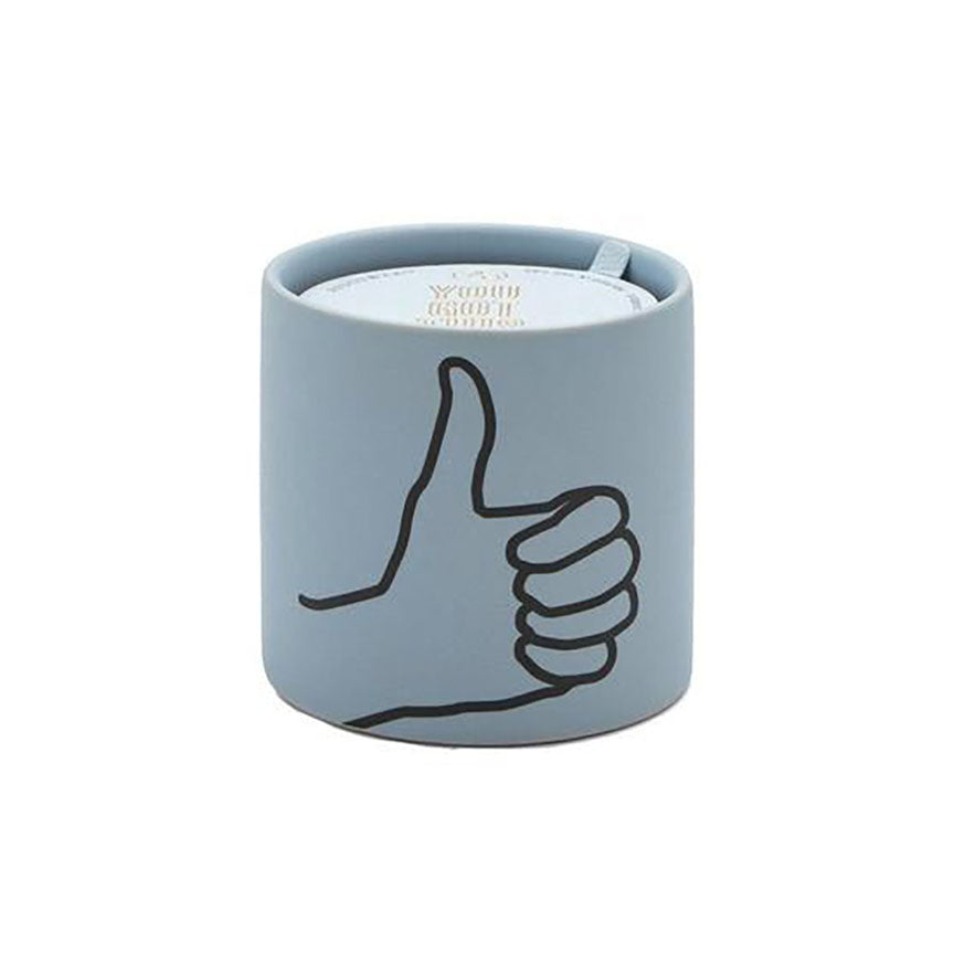 Impressions 5.75 oz. Blue Thumbs Up Ceramic Candle: Mint Leaf + Cardamom