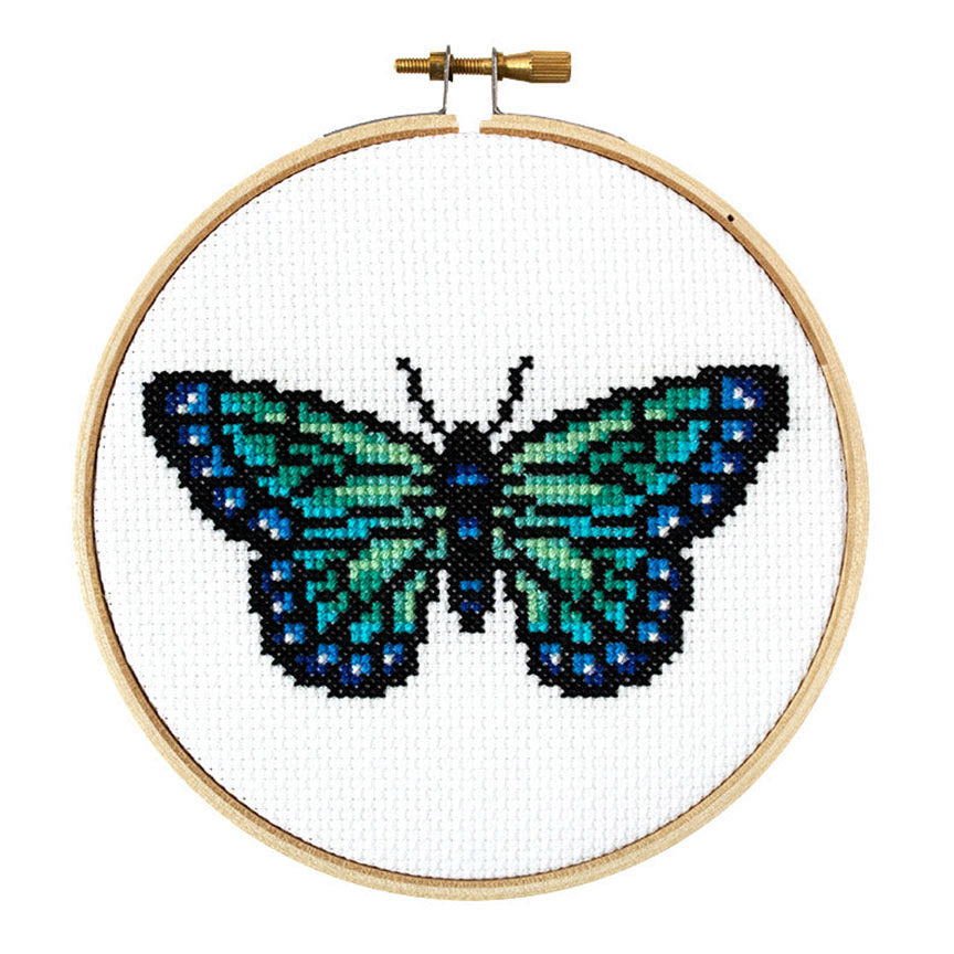 Butterfly Stamped Cross Stitch Kits - Counted Cross Stitch Kits for  Beginners Adults Needlepoint Flowers Cross-Stitch