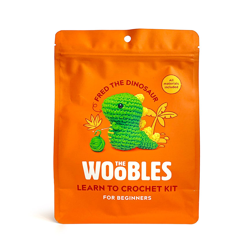 The Woobles Crochet Kit Fred The Dinosaur for Beginners , All Materials  Included