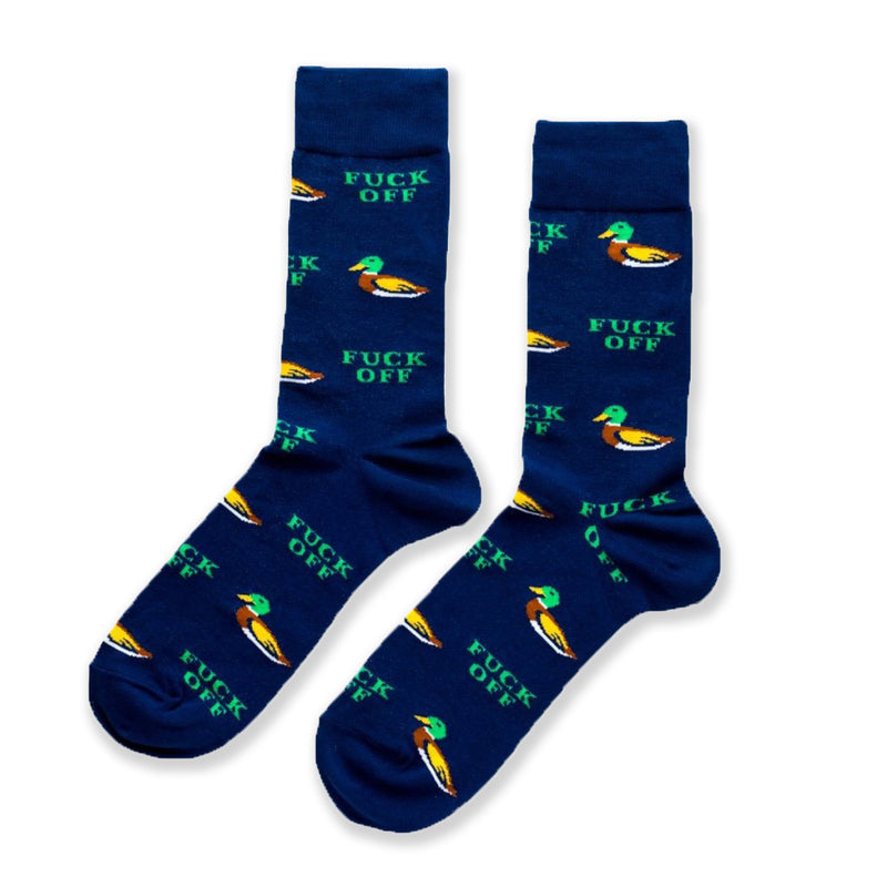 Duck Off Mens Crew Socks by Yellow Owl Workshop from Leanna Lin's Wonderland