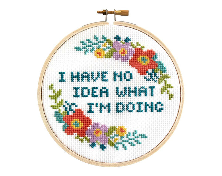 Cross-stitch with the text "I have no idea what I&